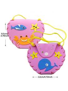 3/6/12pcs Sewing Craft Kits For Kids, Cartoon Animal Crossbody Bag, Handmade, Party Favor Kits|Playful Accessory|Durable Fabric, Fun Home Activities - Multicolor - View 2