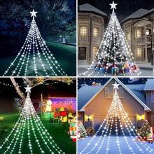 1PC USB Powered LED Waterfall Lights, Star String Lights, With Remote Control, 8 Modes Of Outdoor And Indoor Fairy Lights, Adjustable Height, Infrared Sensor, Suitable For Courtyard, Party,Christmas Tree, Halloween, And Thanksgiving Decoration,Colorful Light String/White Light /Warm Light String - white light - View 5