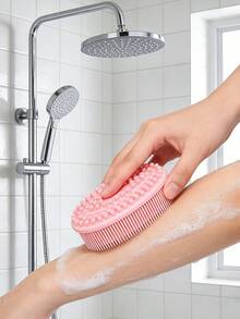 硅胶沐浴海绵刷，干式按摩身体磨砂去角质工具，适用于背部淋浴清洁 - 彩色 - 查看 3