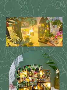 1套木制DIY小屋，手工DIY组装建筑模型房屋，装饰品，微缩景观玩具 - 彩色 - 查看 11