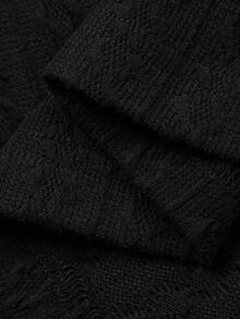 FRIFUL 女士圆领层叠荷叶边露背拼接直筒下摆长款夏季连衣裙 - 黑色 - 查看 6