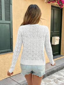 Breezaya Women's Hollow Out Thin Cardigan Long Sleeve - White - View 2