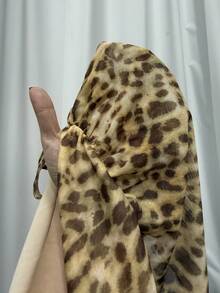 SHEIN EZwear 大码女式豹纹深V领系带露背上衣 - 彩色 - 查看 6