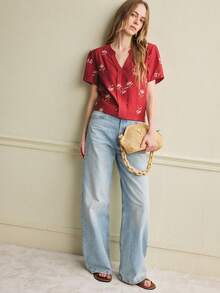 Écloséra 新款V领修身短袖女式衬衫，春夏款 - 彩色 - 查看 5