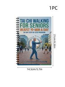 1pc Tai Chi Themed Planner, Spiral-Bound Notebook, Perfect Gift For Tai Chi Enthusiasts Suitable For Study Office Work And Back-To-School Season - multicolor - View 5