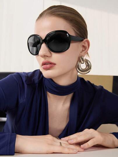 1 件女士高品质超大圆形偏光 UV400 太阳镜，适合户外驾驶、钓鱼、休闲旅行、海滩度假、商务、时尚复古奢华品牌设计师大框方形眼镜，防紫外线、防眩光、防碎、强化厚 TAC 镜片女士海滩配饰太阳镜太阳镜色调基本款和适合毛衣牛仔裤运动裤连帽衫夹克连衣裙和长袖衬衫时尚遮阳优雅装扮家庭出游旅行度假夏季海滩度假、户外、旅行