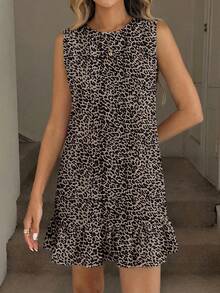 EMERY ROSE Women's Printed Mini Dress, Suitable For Spring And Summer Leopard Print Dress Sleeveless Dress - Multicolor - View 5