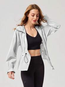 OutZeal Women Sun-Proof Jacket White Summer Camping Hiking UV Protection Cool Touch Hooded Drawstring Waist With Thumhole - White - View 8