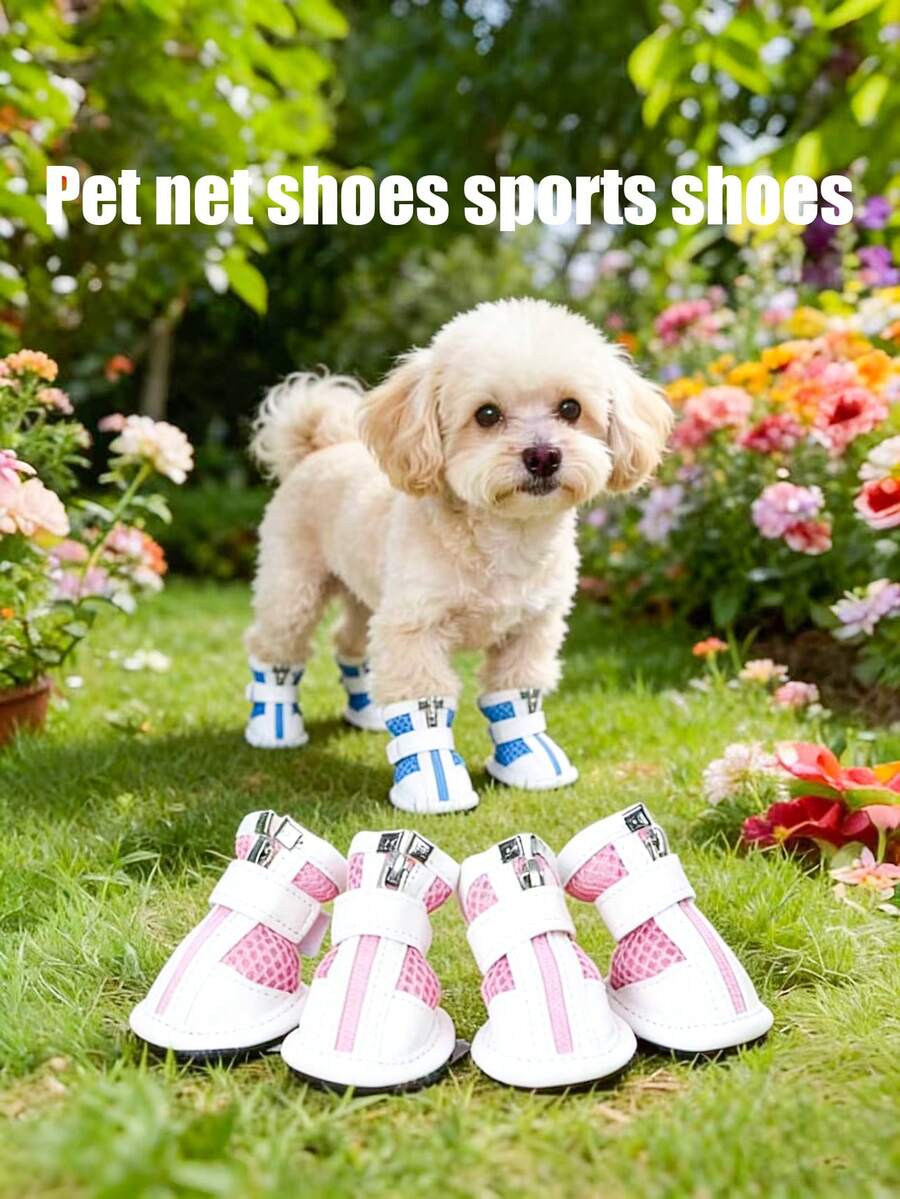 PETSIN 1 đôi giày lưới thoáng khí cho thú cưng, giày chống trượt cho thú cưng; giày cho chó, giày cho mèo, dép, giày cho thú cưng, giày mềm cho gấu bông, giày thể thao có khóa kéo chống trượt, đồ dùng cho thú cưng - Nhiều màu - Xem 1