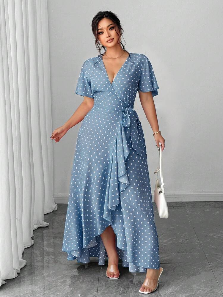 shein wrap dress VCAY Ditsy Floral Ruffled Self Tie Dress, M1552870, Green, M: Buy Online at Best Price in UAE Polka Dot Knot Side Wrap A Simplee Floral Print Knot Cuff