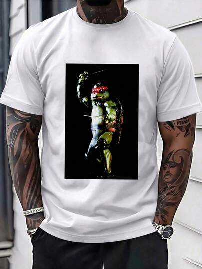 Camiseta de manga corta holgada con estampado de moda para hombre | Diseño elegante | Esencial de verano | Fácil de combinar, muestra tu estilo