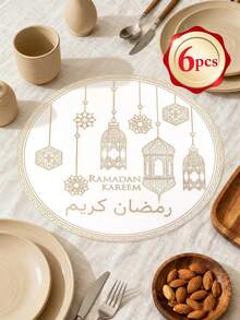 1 cái 2 cái 4 cái 6 cái 8 cái Khăn trải bàn tròn nhiều màu sắc chủ đề Ramadan dùng trang trí nhà cửa, tiệc tùng, tiệc lễ hội, đồ dùng trang trí Ramadan - Nhiều màu - Xem 4