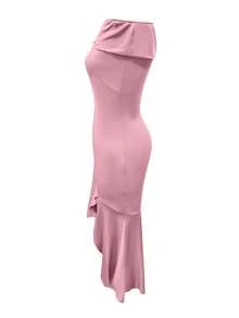 NostaNoir 女士性感优雅扭结露肩紧身连衣裙 - 粉色 - 查看 4