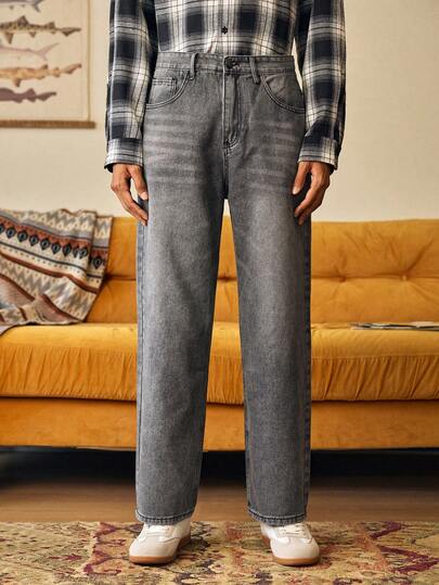 Open Phase Men's Casual Vintage Loose Fit Jeans With Pockets