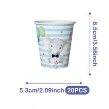 Bộ chén đĩa, khăn ăn và cốc dùng một lần hình voi xanh và bóng bay, phục vụ 20 người. Bộ đồ dùng tiệc dùng một lần này (bao gồm chén đĩa, khăn ăn và cốc) rất phù hợp cho các bữa tiệc sinh nhật, đám cưới và dã ngoại gia đình. - Xem 11