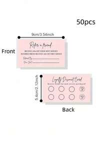 50张3.5 x 2英寸商业推荐及会员折扣卡，粉色系设计，返校季，学习用品 - 均碼 - 查看 7