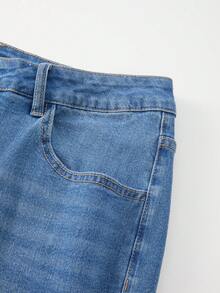 GlowEve CURVE 大码女式复古水洗牛仔裤，春夏款 - 中等水洗藍 - 查看 7