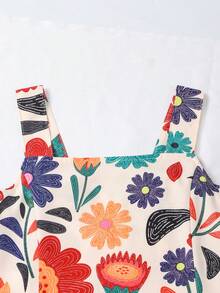 Tween Girls' Floral Print Sleeveless Top And Wide Leg Pants Casual Outfit - Multicolor - View 4