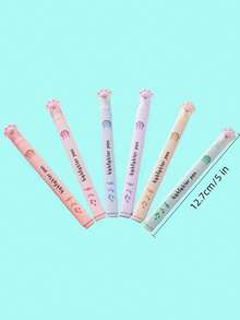6pcs Cat Paw Design Mixed Color Highlighter Pen, Cute Multi-Purpose Highlighter For Office, School, Student, Painting, Marking Back To School - highlighter - View 3