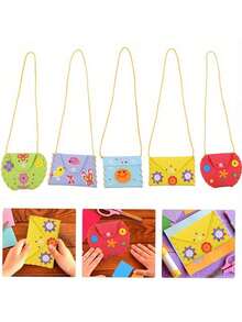 3/6/12pcs Sewing Craft Kits For Kids, Cartoon Animal Crossbody Bag, Handmade, Party Favor Kits|Playful Accessory|Durable Fabric, Fun Home Activities - Multicolor - View 6