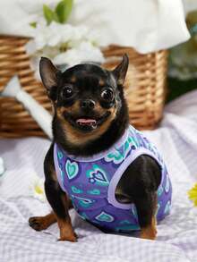 PETSIN Purple Heart Print Y2K Pet Vest, Breathable, Suitable For Cats And Dogs, Summer, 1pc - Multicolor - View 7