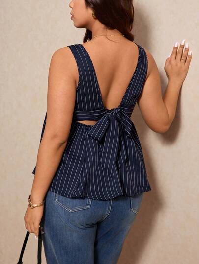 Elaquor Summer New Backless Butterfly A-Line Blouse For Women Backless Top Plus Size Plus Size Tops For Women Plus Size Women Clothes Summer Clothes Plus Size Women's Summer Outfits