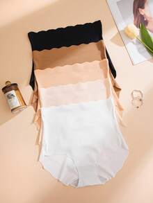 NudeFit 5-Pack Minimalist Wavy Trim Seamless Elastic Waist Mid-Rise Panties - Multicolor - View 5