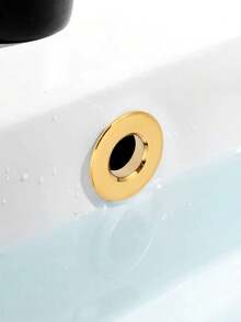 1/5Pcs Antique Style Sink Overflow Cover, Decorative Basin Overflow Hole Cap For Bathroom Wash Basin - Gold - View 5