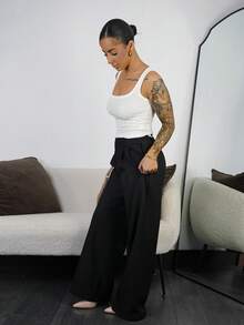 SAYEHFBABY ELEGANT COMMUTER STRUCTURED STRAIGHT LEG DRESS PANTS - Black - View 6