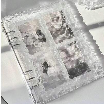 1个水波纹透明A5亚克力收纳相册，四格，三英寸卡片，彩色简约相册