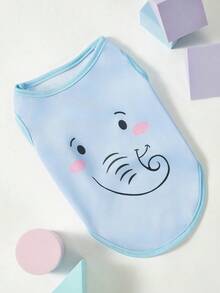 PETSIN 1 pieza Chaleco cómodo y transpirable con estampado de elefante de dibujos animados lindo para mascotas perros/gatos - Multicolor - Ver 3