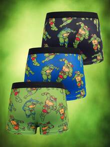 TEENAGE MUTANT NINJA TURTLES | SHEIN 忍者神龟图案男童平角内裤 - 綠色 - 查看 2