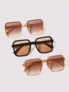 Visivana 3pcs Retro Square Fashion Eyeglasses, Classic Style Eyewear Suitable For Sports, Travel, Festivals, Beach, Driving, Outings, Vacation, Street, Sports, Fishing, Outdoor Activities, Parties For Summer Beach Vacation,Outdoor,Travel Modern Elegant Fashion Accessories Casual Elegant Modern Party Bohemia Style ,Gifts For Mother's Day, Graduation Season And Vacation Season - Multicolor - View 2