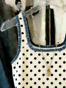 Resyla Camiseta ajustada con estampado de lunares para mujer, talla grande vendida - Albaricoque - Ver 3