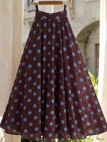 GlowEve Retro Polka Dot A-Line High Waist Skirt, Loose Fit Flattering, New Arrival Spring/Summer - Multicolor - View 4