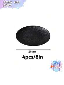 Bộ đồ ăn kiểu Nhật màu đen trắng vân đá cẩm thạch, đĩa phẳng nhẹ và sang trọng, đĩa bít tết cao cấp kiểu phương Tây, thích hợp sử dụng trong gia đình. - Đen và trắng - Xem 14
