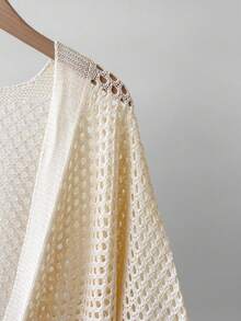 GlowEve Cárdigan de mujer con cuello en V hueco, lazo, suelto, versátil y sexy - Albaricoque - Ver 5