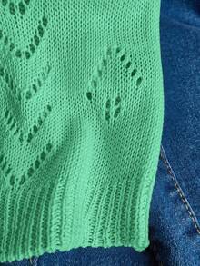 EMERY ROSE 女士纯色V领镂空休闲无袖针织上衣 - 薄荷綠 - 查看 5