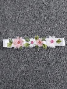 SHEIN Glamorique Kids Vestido de princesa blanco con cinturón de flores para niña, vestido de florista de manga corta y corte evasé con volumen, vestido ligero para ocasiones festivas - Blanco - Ver 8