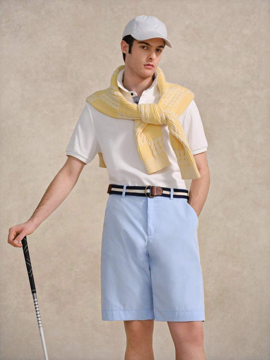 Courvante 男士条纹拼接字母刺绣 Polo 衫,短袖白色,带口袋,透气,常规版型,适合网球、高尔夫等运动,父亲节礼物,送给男友的礼物,男士服装 - 白色 - 查看 1