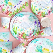 海底天堂一次性餐盘、餐巾纸和杯子套装，可供20位客人使用。这款一次性派对用品套装（包括餐盘、餐巾纸和杯子）非常适合生日派对、婚礼和家庭野餐。 - 查看 3