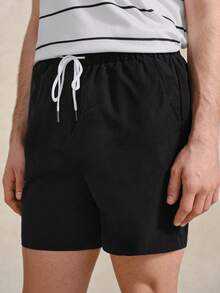 Courvante Quần short nam dáng rộng có dây rút eo và túi xéo, thích hợp cho tennis, thể thao mùa hè, quà tặng Ngày của Cha. - màu đen - Xem 7