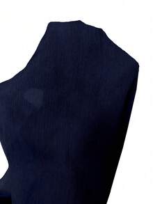 Franclia 女士优雅粉色雪纺褶皱白色领宽松短袖衬衫 - 藏蓝色 - 查看 6