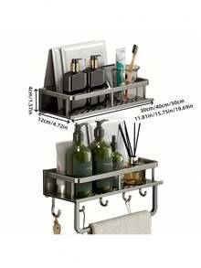 Wall-Mounted Storage Rack, Bathroom Corner Storage Rack, Bathroom Towel Bar Hook, Toilet Storage Tools, Shower Room Storage Rack, Bathroom Accessories, Suitable For Storing Items In Kitchens, Bathrooms, Balconies And Other Places. - Multicolor - View 3