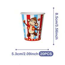 Circus Cute Monkey Disposable Plates, Napkins And Cups Set, Serves 20 Guests. This Disposable Party Set (Including Plates, Napkins And Cups) Is Perfect For Birthday Parties, Weddings And Family Picnics. - View 10