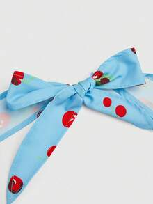 Sweetra 大码女式樱桃印花褶皱露背A字连衣裙 - 彩色 - 查看 3