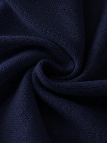 SHEIN Franclia 女士纯色圆领短袖单排扣休闲针织上衣 荷叶边上衣 女士短袖上衣 女士衬衫 荷叶边衬衫 - 寶藍色 - 查看 7