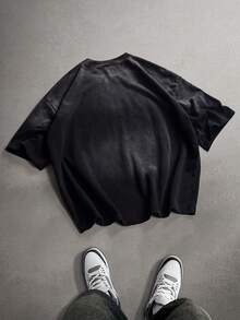 STYNVO 男士标语印花圆领休闲短袖T恤 - 黑色 - 查看 2