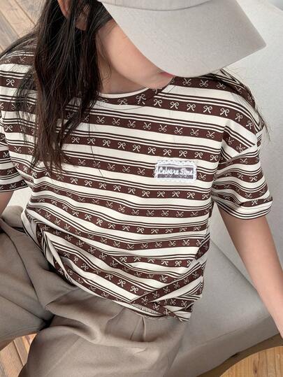 DAZY Tween Girls Striped Minimalist T-Shirt, Fall