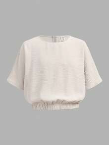 Firerie Kids 少女宽松腰身杏色纹理两件套，休闲时尚，百搭，适合派对、郊游、姐妹合照、公园、露营、度假、日常休闲等场合。 - 杏色 - 查看 6